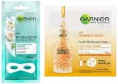 Garnier Skin Naturals, Fresh Mix Vitamin C, Face Serum Sheet Mask (Orange), 33 G & Garnier Hydra Bomb Eye Serum Mask, Coconut Water, 6 G