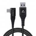Ambrane 60W / 3A Type C Fast Charging Unbreakable 1.5M L Shaped Braided Cable, Pd Technology, 480Mbps Data Transfer For Smartphones, Tablet, Laptops & Other Type C Devices (Ablc10, Black)