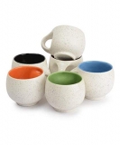 Anwaliya Arche Series Pari Ceramic Tea Cups, 175 Ml, Set Of 6, Matt White (Inner Color May Vary)