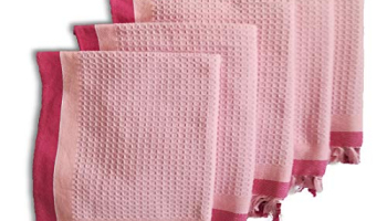 Athom Living Light Weight Cotton Premium Waffle Border Bath Towel 75X150 Cm Pack Of 5