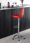 Amazon Brand – Solimo Muffin Kitchen Bar Stool With Adjustable Height, Metal Base, Chrome Finish, Faux Leather Cushion, Red