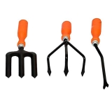 Go Hooked 3 Pcs Gardening Tools Kit For All Your Gardening Needs, Hand Cultivator, Hand Weeder, Hand Weeding Fork (Orange & Black) (3 Pcs Set).