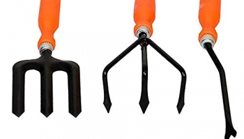 Go Hooked 3 Pcs Gardening Tools Kit For All Your Gardening Needs, Hand Cultivator, Hand Weeder, Hand Weeding Fork (Orange & Black) (3 Pcs Set).