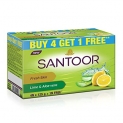 Santoor Aloe Fresh Soap With Aloe Vera And Lime For Radiant Looking Skin, 125G, 4 + 1