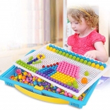 Ethnic Forest Creative Pegboard Jigsaw Puzzle Building Nails Blocks |Mosaic Mushroom Colorful Nails Board |Educational Brain Teasers Toy For Kids- Multi Color