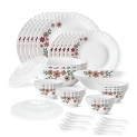 Larah By Borosil Ayana Silk Series Opalware Dinner Set, 35 Pieces, White