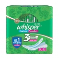 Whisper Ultra Hygiene+Comfort 3 Smart Layers With Soft Wings Sanitary Pads For Women, Xl+ 50 Napkins