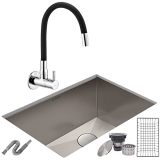 Alton Hms25005, Stainless Steel, 24 X 18 X 10 Kitchen Sink With Flexible Sink Cock, Matte