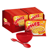Saffola Oodles, Instant Noodles, Ring Shape, Yummy Masala Flavour, No Maida, Whole Grain Oats, Snackpack Offer, Bowl And Spork, 14 X 53 Grams Pouch (14 Serves)