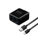 Flix Usb Charger,Flix (Beetel) Bolt 2.4 Dual Poart,5V/2.4A/12W Usb Wall Charger Fast Charging,Adapter For Android/Iphone 11/Xs/Xs Max/Xr/X/8/7/6/Plus,Ipad Pro/Air 2/Mini 3/4,Samsung S4/S5 & More-Black