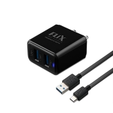 Flix Usb Charger,Flix (Beetel) Bolt 2.4 Dual Poart,5V/2.4A/12W Usb Wall Charger Fast Charging,Adapter For Android/Iphone 11/Xs/Xs Max/Xr/X/8/7/6/Plus,Ipad Pro/Air 2/Mini 3/4,Samsung S4/S5 & More-Black