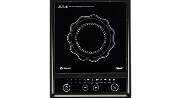 Bajaj Splendid 1200W Induction Cooktop With Pan Sensor And Voltage Pro Technology, Black