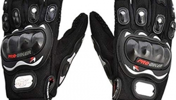 Probiker Synthetic Leather Motorcycle Gloves (Black, M)