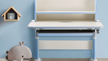 Green Soul Achiever Kids Ergonomic Height Adjustable Desk With Metal Frame For Children’S With Multi-Angle Tabletop & Drawer (Blue)