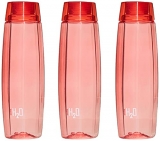 Cello Octa Premium Edition Safe Plastic Water Bottle, 1 Litre, Set Of 3, Red