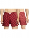Diverse Men’S Slim Printed Boxer Shorts (Pack Of 2) (Dcmbscmsc09L35-354_Red, Maroon_L)