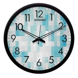 Amazon Brand – Solimo 12-Inch Contemporary Plastic & Glass Wall Clock – Designer (Silent Movement, Black Frame)