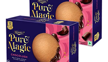 Britannia Pure Magic Chocolush, 300G, With Extra Crunchy Biscuit And Gooey Choco-Filling, Pack Of 2