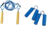 Simran Sports Wooden Skipping Rope & Hand Gripper, Yellow
