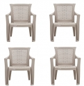 Supreme Net Set Of 4 Plastic Chairs, Dark Beige