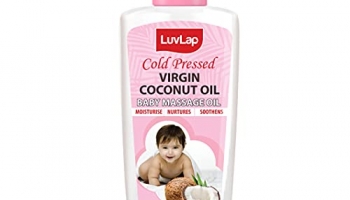 Luvlap Baby Hair & Skin Oil, 100% Natural Cold Pressed Virgin Coconut Oil, Baby Massage Oil, Prevents Diaper Rash, 200Ml