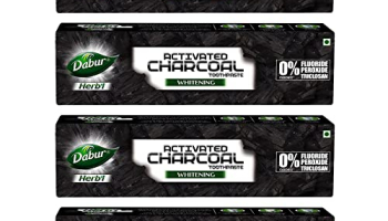 Dabur Herb’L Activated Charcoal And Mint (Black Gel) 480G (120G*4) | Whitening Toothpaste, Fluoride Free | Fights Plaque & Extrinsic Stains
