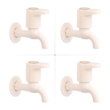 Ruhe®Bib Cock Ptmt Tap| Plastic City Collection Bib Cock With Wall Flange Tap / Faucet (Ivory Colour)(Pack Of 4)