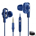 Ptron Boom Ultima 4D Dual Driver, In Ear Gaming Wired Headphones With Mic, Volume Control & Passive Noise Cancelling Boom 3 Earphones – (Dark Blue)