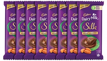 Cadbury Dairy Milk Silk Roast Almond With Whole Nuts Chocolate Bar, 58G – Pack Of 8