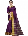Hithrow Women Soft Cotton Silk Banarasi Saree For Women Under 300 2022 Beautiful Saree Free Size With Blouse Piece(Monika Pallu Wine)