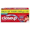 Closeup Toothpaste | India’S No. 1 Gel Toothpaste| With 3X Freshness |Upto 12 Hrs Fresh Breath & White Teeth 150G*4 =600G