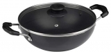 Cresta Aluminium Gas Stove Compatible Flat Base Kadai ( 23.5 Cm, Black )