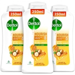 Dettol Body Wash And Shower Gel For Women And Men, Nourish (Pack Of 3 – 250Ml Each) | Soap -Free Bodywash | 8H Moisturization