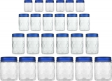 Milton Hexa Pet Jar  – 270 Ml, 665 Ml, 1240 Ml, 1850 Ml Plastic Grocery Container(Pack Of 24, Blue, Clear)