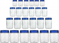 Milton Hexa Pet Jar  – 270 Ml, 665 Ml, 1240 Ml, 1850 Ml Plastic Grocery Container(Pack Of 24, Blue, Clear)