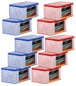 Kuber Industries Dot Printed Foldable, Lightweight Non-Woven Saree Cover/Organizer With Tranasparent Window- Pack Of 10 (Blue & Pink)-46Km0513