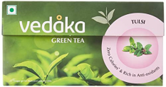 Amazon Brand – Vedaka Green Tea, Tulsi, 25 Tea Bags