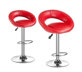 Da Urban® Smiley Pack Of 2 Height Adjustable & Revolving Bar Stool / Kitchen Chair (Red)