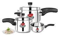 Pigeon By Stovekraft Special Stainless Steel Pressure Cooker With Outer Lid Induction And Gas Stove Compatible 2, 3, 5 Litre Capacity For Healthy Cooking (Silver)