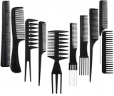 Mapperz Multipurpose Professional Hair Comb Set/ Kangi Set Hair Brush For Hair Cutting And Styling – Pack Of 10 (Black)