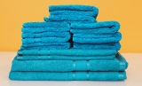 Frestol Cotton 2 Bath Towels 2 Hand Towels 8 Face Towels Aqua Blue