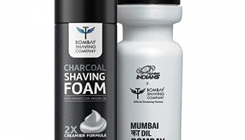 Bombay Shaving Co Charcoal Shaving Foam, 266 Ml (33% Extra) With Activated Charcoal & Moroccan Argan Oil With Sipper Bottle