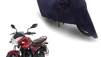 Oshotto Dust Proof Double Mirror Pocket Taffeta Bike Body Cover Compatible With Bajaj Discover 150S (Red, Blue)
