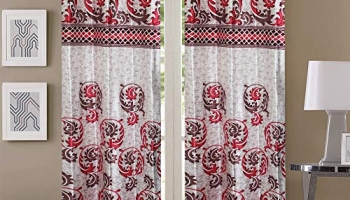 Queenzliving Grandeur Polyester Curtain For Door 7 Feet- Pack Of 2 (Maroon)