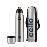 Cello Flip Style Stainless Steel Bottle With Thermal Jacket (1000Ml, Silver)