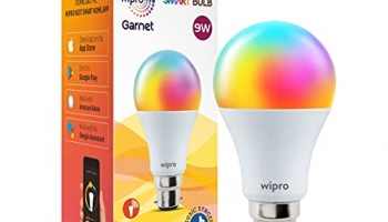 Wipro Ns9400 9-Watt B22 Wifi Smart Led Bulb With Music Sync Compatible With Amazon Alexa And Google Assistant ( Warm White/Neutral White/White, Standard )