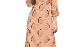 Fashion Dream Women’S Rayon Slub Printed Readymade Kurta Palazzo Set(Peach_Xs)