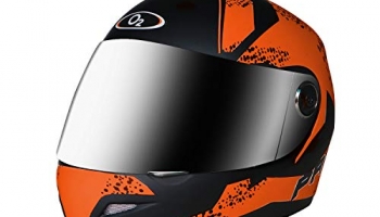 O2 Max Pro Full Face Helmet With Scratch Resistant Visor, Cross Ventilation & Matte Finish Graphics For Men’S Bike Motorcycle Scooty Riding (Orange, M)