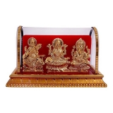 International Gift Metal Lord Ganesh And Maa Lakshmi, Sarswati Idol 12 Cm Golden, 1 Piece