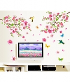 Decals Design ‘Flowers Branch’ Wall Sticker (Pvc Vinyl, 60 Cm X 90 Cm),Multicolor